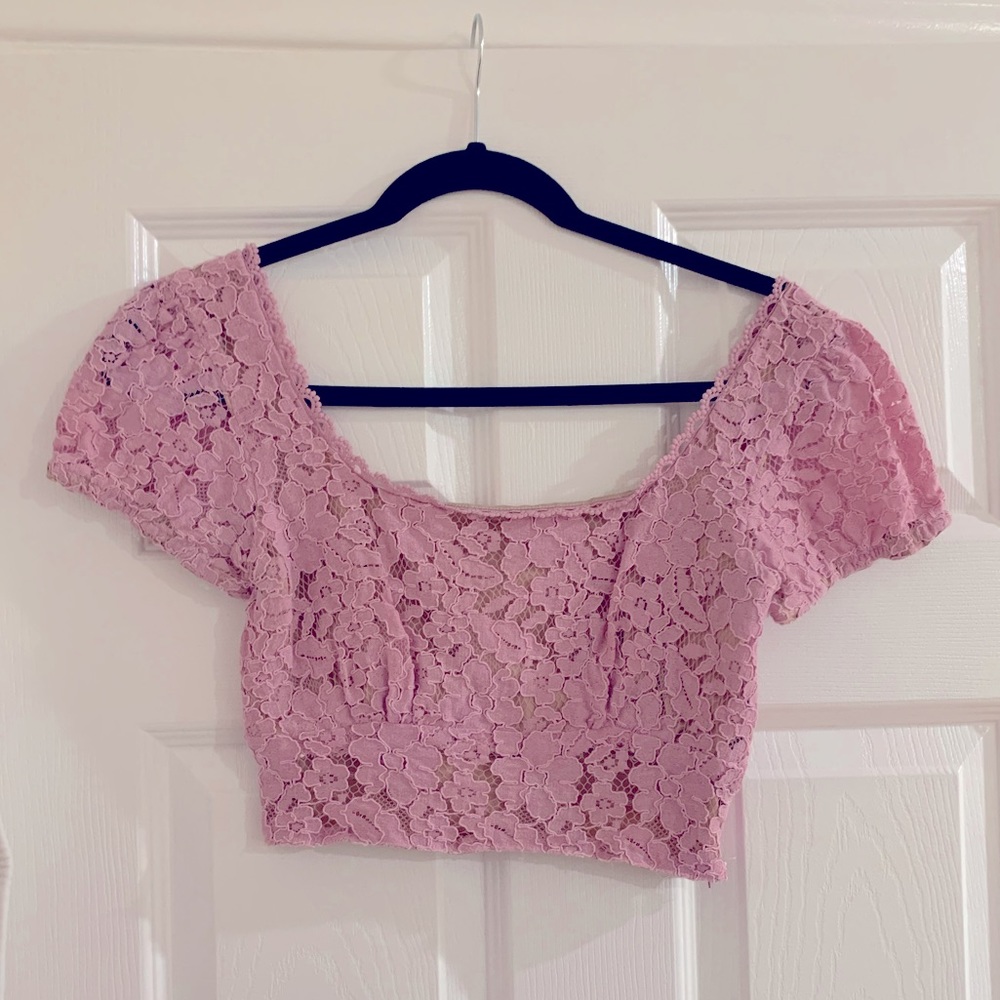 Pinkish Purple Lace Crop Top From Pacsun